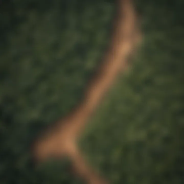 Aerial view of deforestation in a tropical rainforest