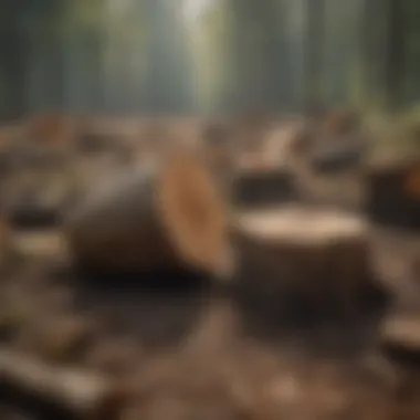The Aftermath of Commercial Logging Practices Tree stumps left after logging activities