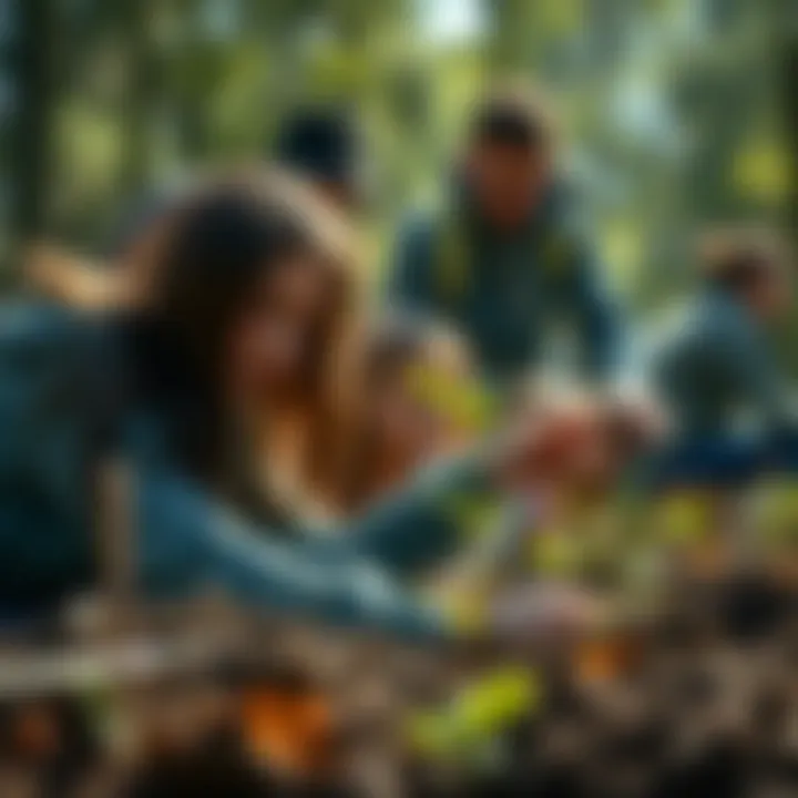 A vibrant community event focused on tree planting and environmental awareness