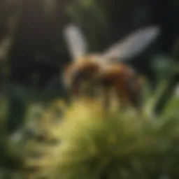 A close-up view of a bee plant flower attracting pollinators