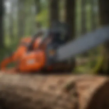 Chainsaw Prepared for Tree Removal Well-equipped chainsaw ready for action