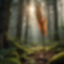 Ceremonial arrow embedded in a forest backdrop