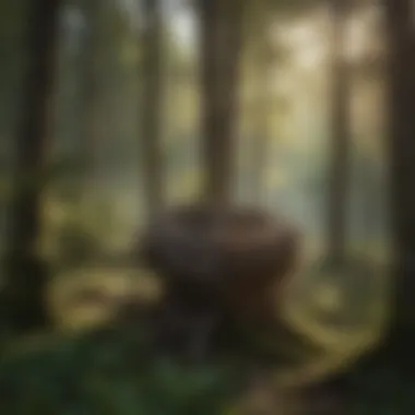 Eagle Nest in its Natural Woodland Habitat An eagle nest in a natural woodland setting, emphasizing its ecological context and surrounding habitat.