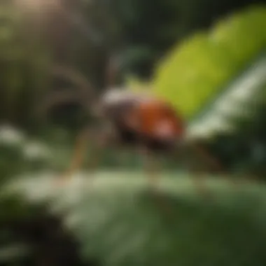 Close-up of a tick on a leaf