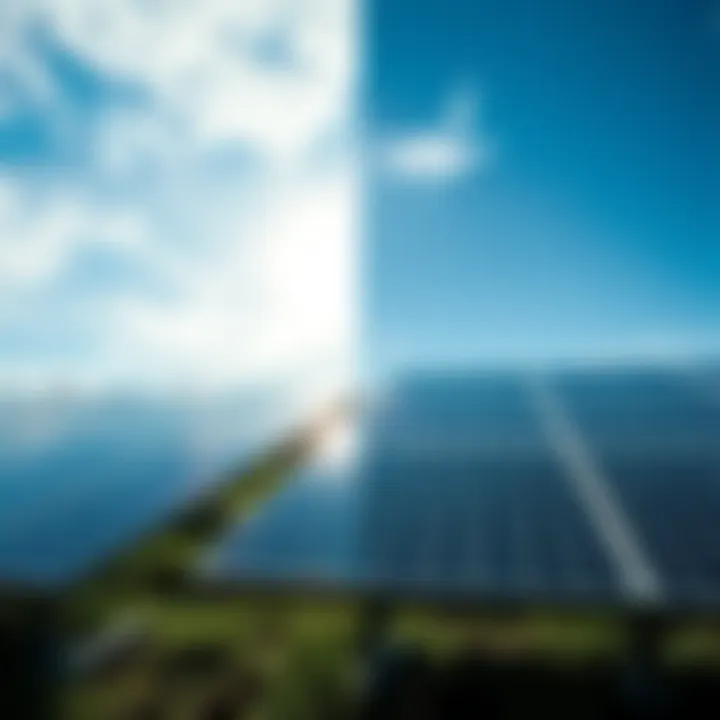 Solar panels under varying weather conditions