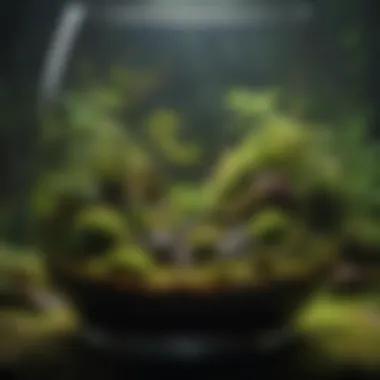 Moss in Artistic Terrarium An artistic arrangement of moss in a terrarium, highlighting its aesthetic appeal