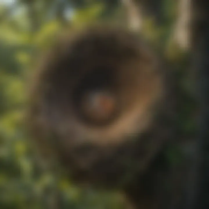 A well-constructed robin nest in a tree