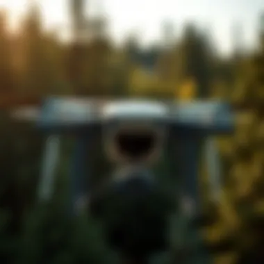 Close-up of an aerial application drone equipped for forestry