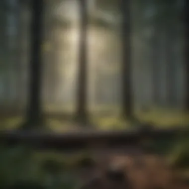 Forest Management Practices in Relation to Lightning A serene woodland scene demonstrating forest management practices influenced by lightning