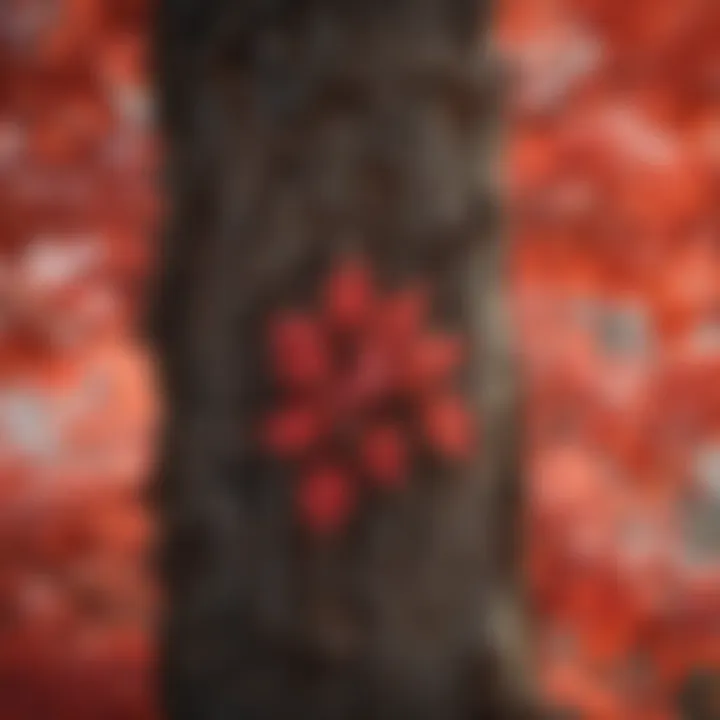 A close-up of a red-leaved tree showcasing leaf details