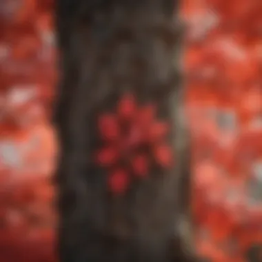 Intricate Details of Red Leaves A close-up of a red-leaved tree showcasing leaf details