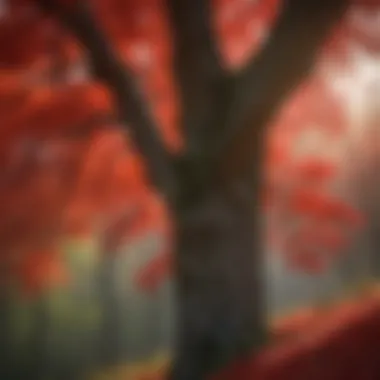 Red Leaves: A Symbol of Seasonal Transition A red-leaved tree illustrating seasonal change