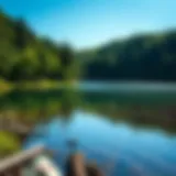 A tranquil lake surrounded by lush forests in Missouri