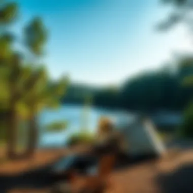 Riverside Retreat: Camping by Missouri's Waters Campsite set up near a vibrant river in Missouri