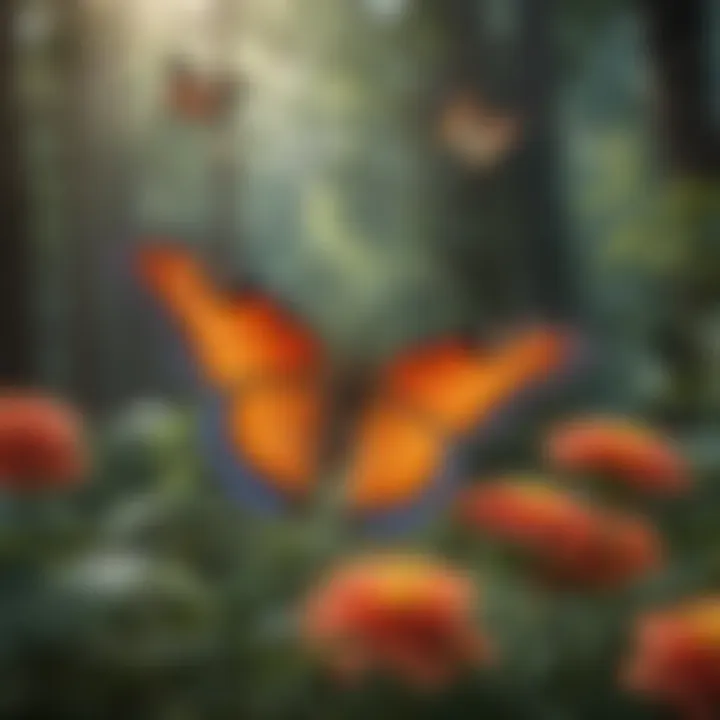 Butterfly perched on a vibrant flower highlighting pollination