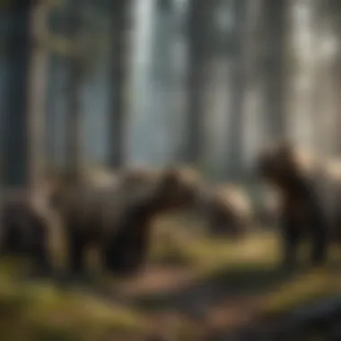 Social Structures Among Bears A group of bears interacting in their natural habitat