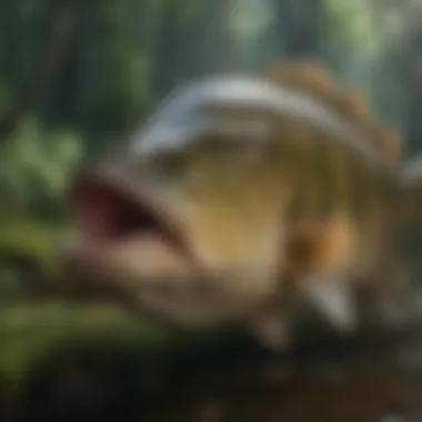 Close-up of a big bass highlighting its biological features and unique characteristics.