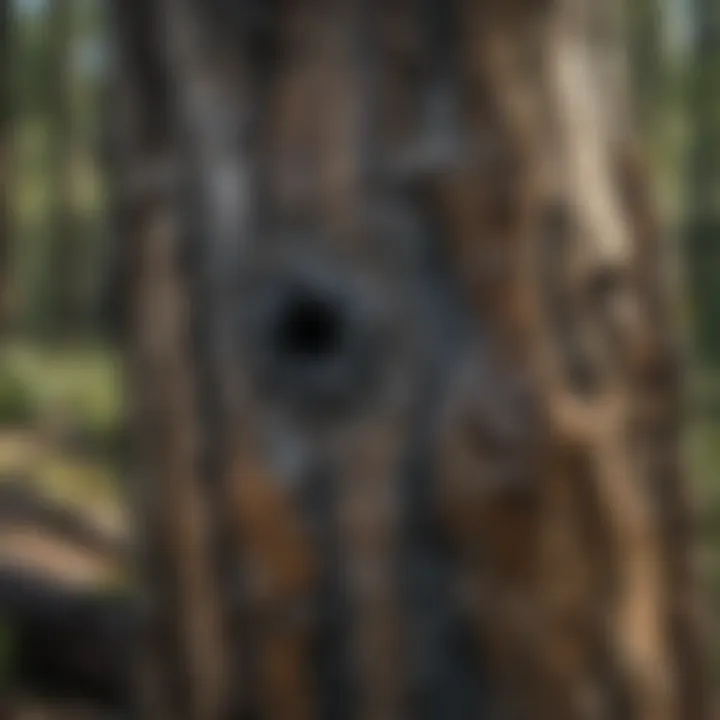 Tree trunk showing signs of decay with black mold