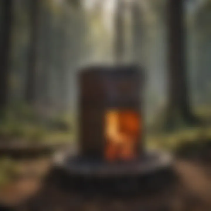 A well-constructed burn barrel in a woodland setting