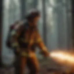 Firefighter training in action