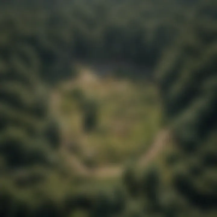 Aerial view of ten acres of land before clearing