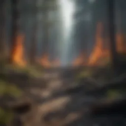 A vibrant forest affected by frontier fire, showcasing regeneration.