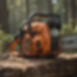 Detailed look at a chainsaw with fuel components