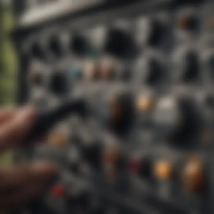 Close-up of the control panel of heavy forestry equipment