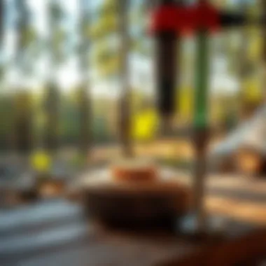 Illustration of Janka hardness test setup showing wood sample and testing equipment