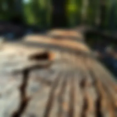 Close-up view of a wood plank with detailed grain patterns emphasizing durability