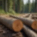 Various types of log lifting picks displayed on a wooden surface