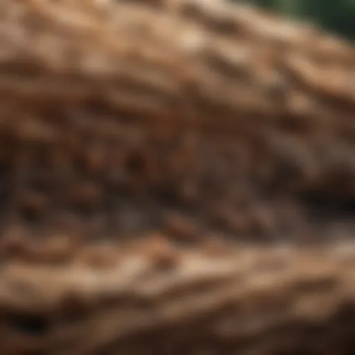 Close-up of termite damage on wood