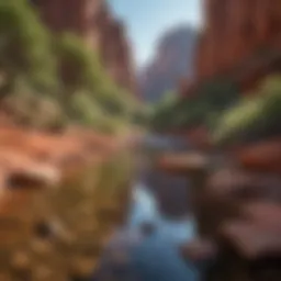 A serene landscape of Red Rock showcasing its unique geological features