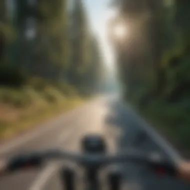 Dynamic view of an electric bike navigating a road ridge