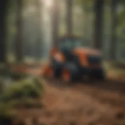 A soil blower efficiently distributing mulch over forest floor