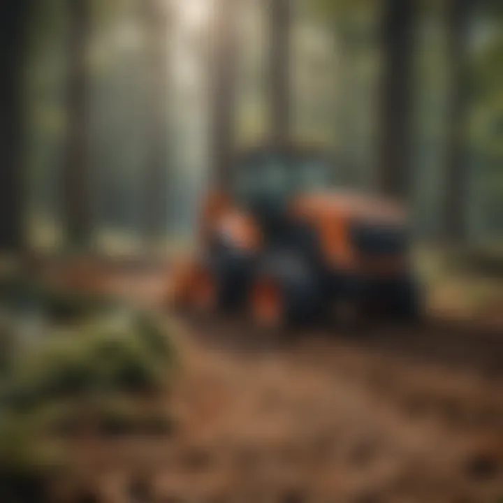 A soil blower efficiently distributing mulch over forest floor