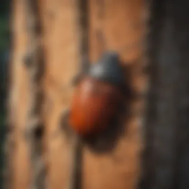 Close-up of pine beetle on tree bark