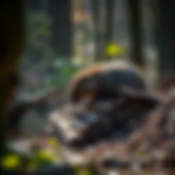 A beaver building a dam in a serene woodland setting