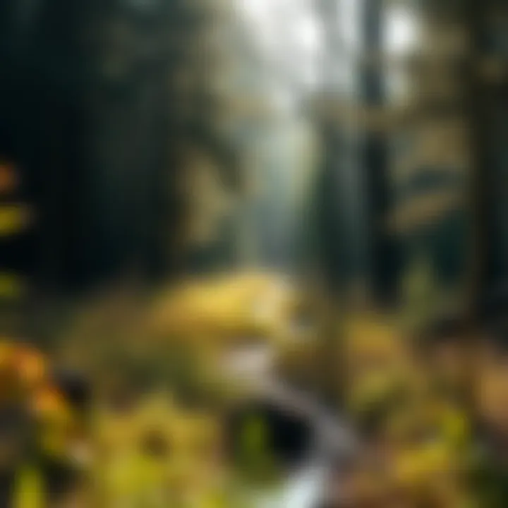 Transformed Woodland Ecosystem A scenic view of a woodland landscape transformed by beaver habitats