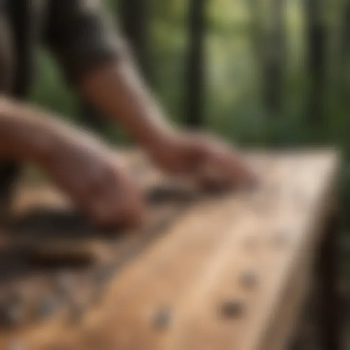 Demonstration of rivet installation in a wooden frame