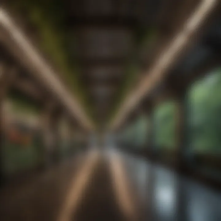 Architectural design elements of a modern subway station