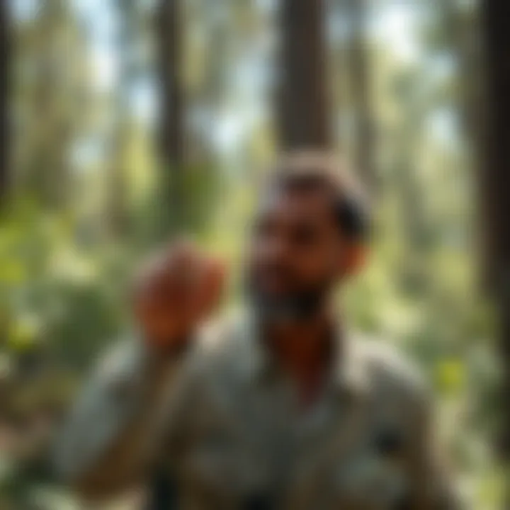 Person applying insect repellent outdoors