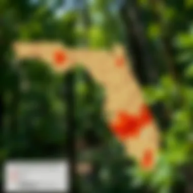 Map highlighting areas with high tick populations in Florida