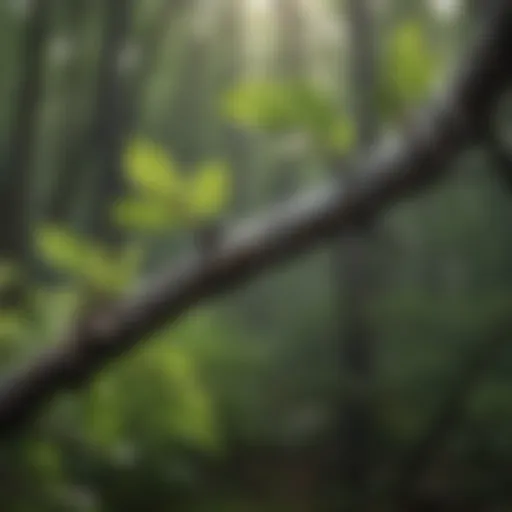 Close-up of a tree branch with a fresh sealant application