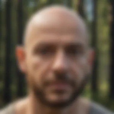 A digital rendering of a bald head with various hairstyles overlay