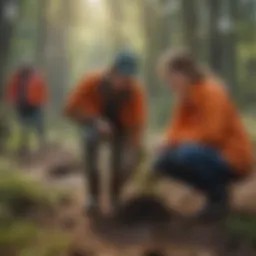 A group of volunteers planting trees in a community park