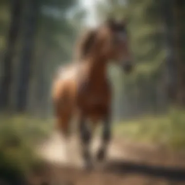 Majestic Wild Horse in Natural Habitat A majestic wild horse running freely in a lush landscape