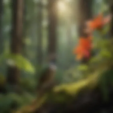Diverse Woodland Habitat Woodland ecosystem showcasing various plant species