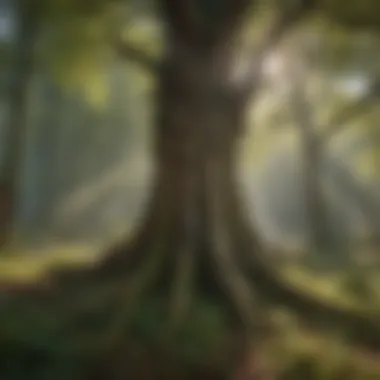 Diverse Tree Species in Woodland Lush forest landscape showcasing diverse tree species