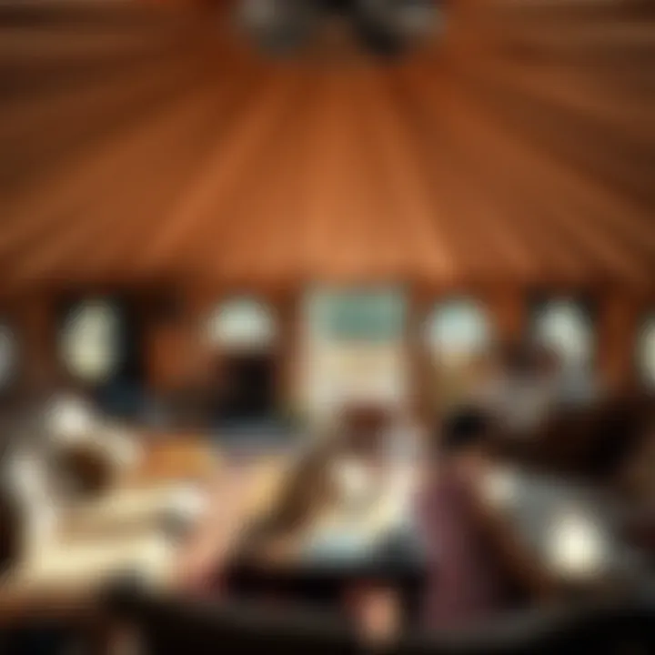 Fostering Connections in a Yurt Community Space A community gathering space within a yurt